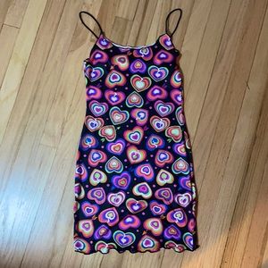Rainbow heart dress from shein//never worn//stretchy soft material